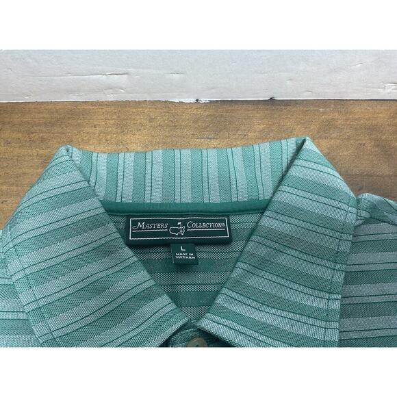 Masters Collection Augusta National Green Striped Golf Polo Shirt Men L Pima - Picture 3 of 8